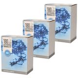 Merkloos / Sans marque Kerstverlichting - 3x - LED - blauw - 16,5 meter - Kerstlampjes blauw