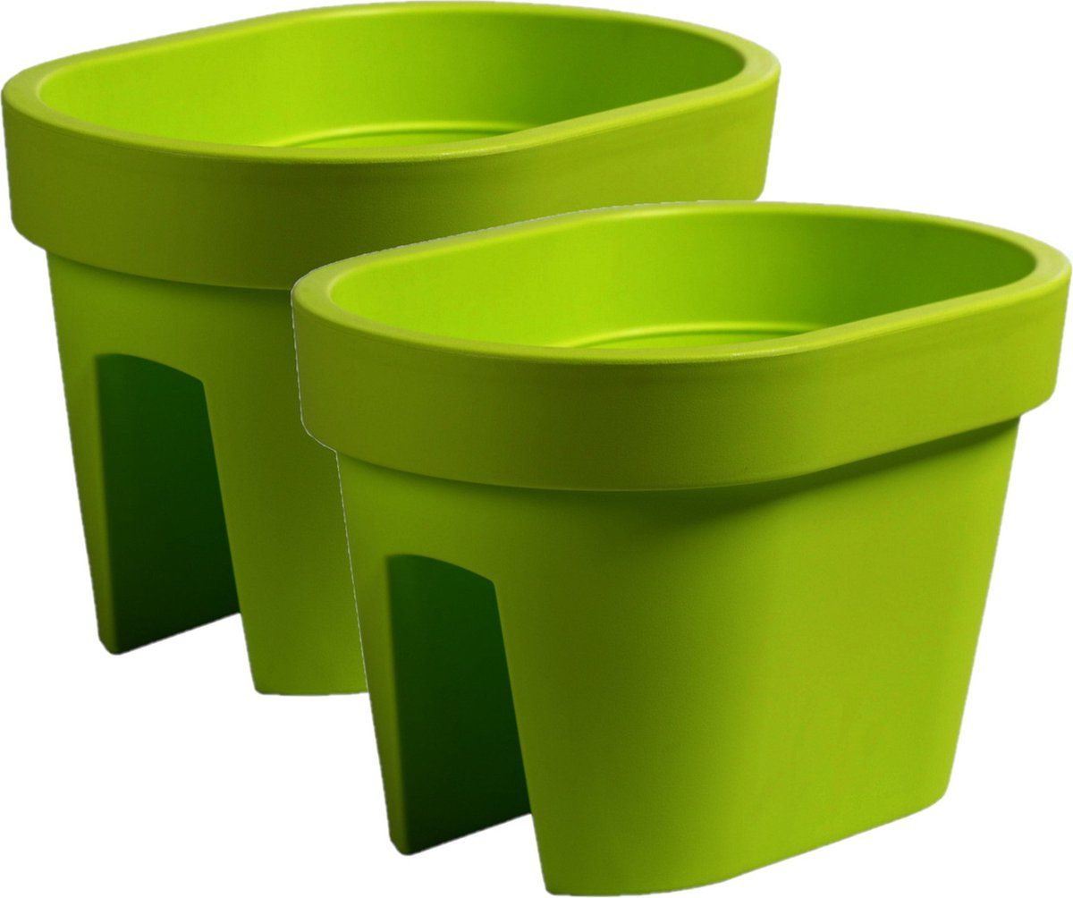 Prosperplast 2x Balkon Plantenpotten Lime Groen 12 Liter - Kunststof - 40 x 27 x 25 cm