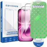 Coverzs Glazen Screenprotector voor Apple iPhone 16 - 2-Pack met Montage Frame
