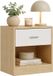 Merkloos Relaxdays Nachtkastje - met lade - 41x39x28 cm - natuur-wit