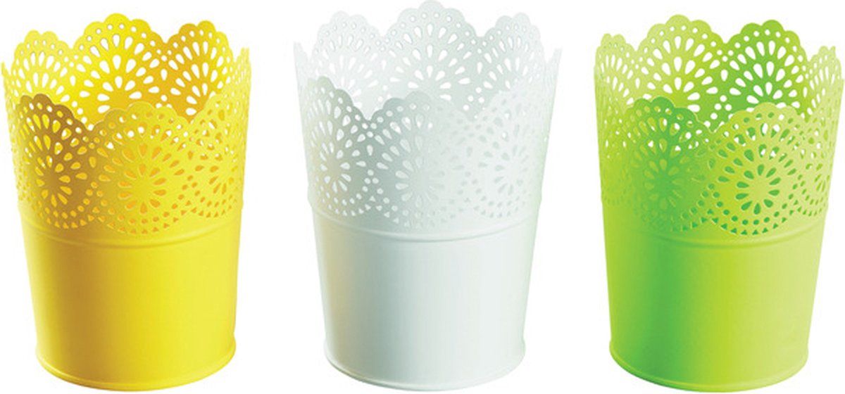 Livarno home Bloempotjes 3 kleuren metaal - Metaal - 4055334757973