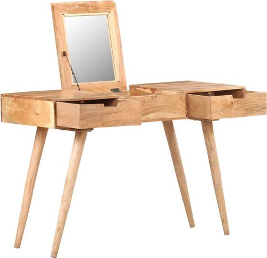 vidaXL Kaptafel met spiegel 112x45x76 cm massief acaciahout