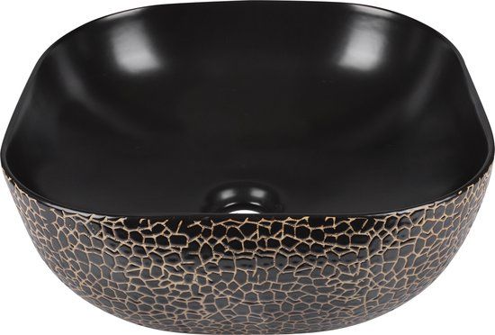 Differnz Safari Washbasin 41.5x41.5x14cm Ceramic Snake Black/Gold