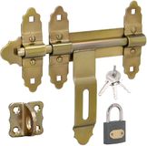 KOTARBAU® Poortgrendel - Deurgrendel - Schuifpoort Grendel 200 mm - Deurslot met Hangslot Gat - Slotgrendel - zonder Hangslot - Verzinkt Staal - Goud