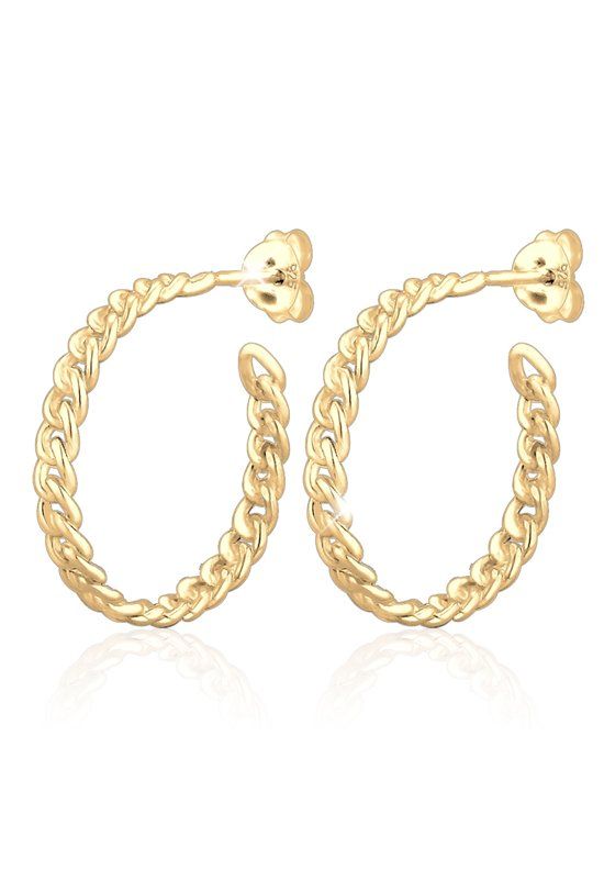 Elli Earrings Hoop Braided Trend Blogger 925 Silver Gold Plated