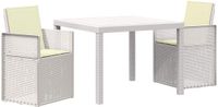 vidaXL Tuin Eettafel Set 3 stuks Wit en crèmekleurig PP