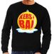 Bellatio Decorations Foute kersttrui kerstbal geel op zwarte sweater voor heren - kersttruien M