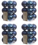 Decoris Kerstballen - 48 stuks - Donkerblauw - 6 cm diameter - Kunststof - Mat/Glans