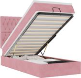 vidaXL Ottoman Bed with Mattresses and LEDs 80x200cm Velvet Pink