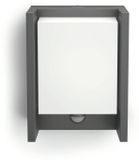 Philips Buitenwandlamp LED Arbour Large, met bewegingssensor, warm wit licht, IP44, antracietkleurig aluminium