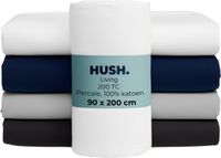 HUSH Living Hoeslaken Percale Wit 90x200+30cm