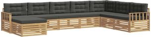 vidaXL Hoek loungeset 8-delig Wit en Antracietkleurig Acacia Hout
