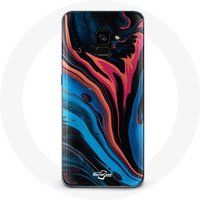 Maniacase Hoesje voor Samsung Galaxy A8 Plus Abstracte Textuur Blauw Zwart Rood
