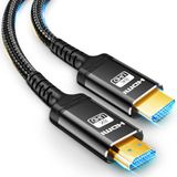 Akake 8K HDMI-kabel, 90M High Speed gevlochten kabel met 48Gbps capaciteit bij 4K @120Hz, 8K @60Hz videoresolutie en HDR-ondersteuning.