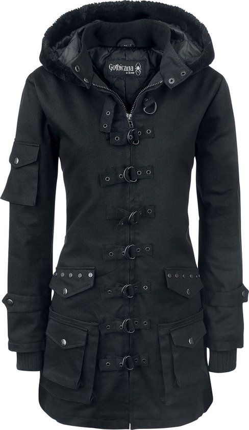 Gothicana by EMP Gothicana Zwarte parka met klinknagels - Dames - L