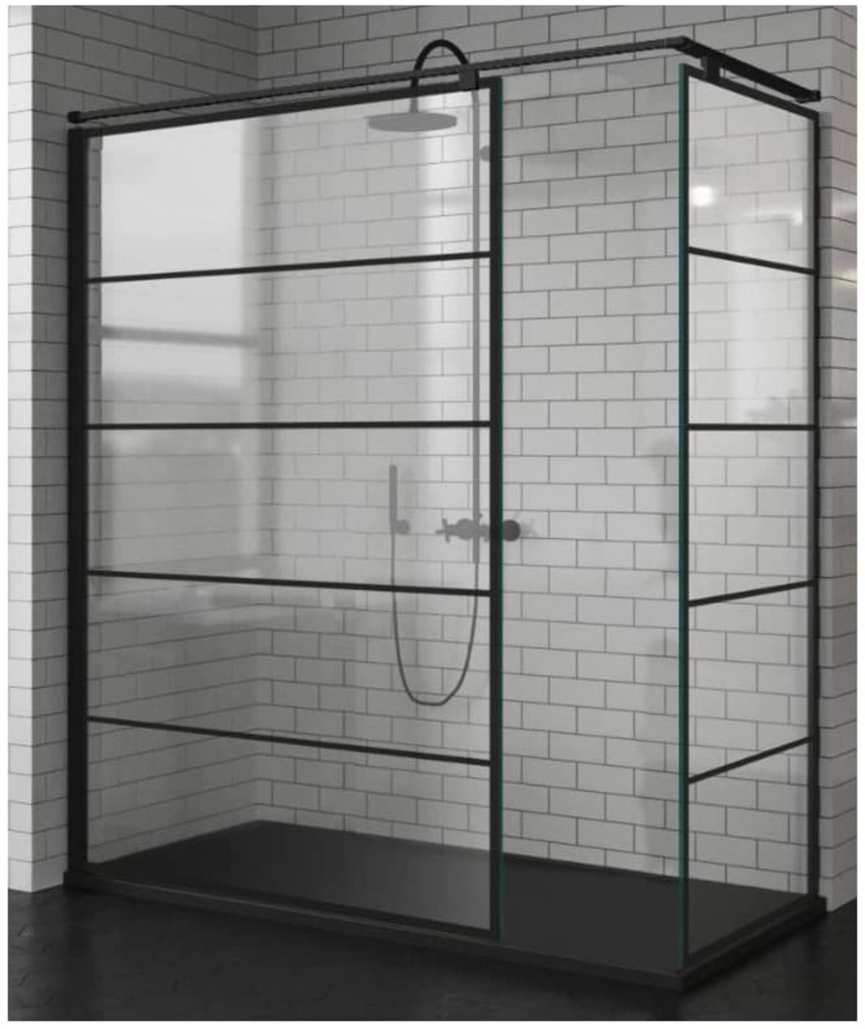 Novellini Kuadra - Douchecabine - Zwart - 100 cm - 8013232249187