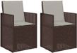 vidaXL Fauteuils de jardin - 2 pièces - Marron et gris clair - PP
