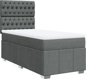 vidaXL Boxspring met matras stof donkergrijs 90x190 cm