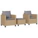 Bol Bistroset 3-delig avec coussins poly rotin beige