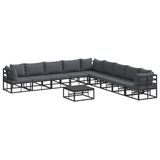 vidaXL - Tuinbank - Set - 9 zitplekken - Zwart - Aluminium