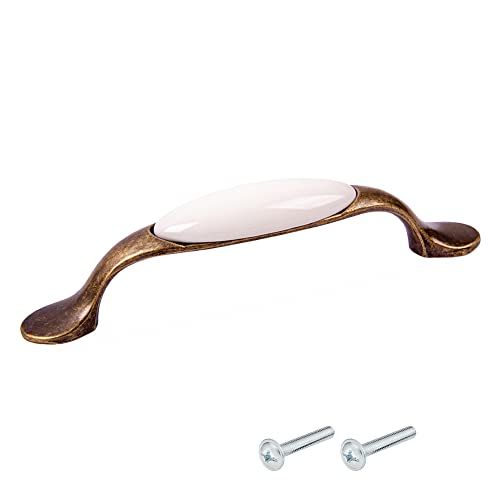 cyclingcolors Meubelgreep Vintage Zamak Finish messing porselein 96mm