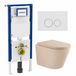 Geberit QeramiQ Dely Toiletset - 36.3x51.7cm - diepspoel - rimless - Geberit UP720 inbouwreservoir - softclose toilet zitting - 35mm - glans witte bedieningsplaat - ronde knoppen - mat beige