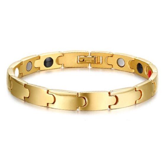 Mendes Heren Armband Magneten Edelstaal Goudkleurig