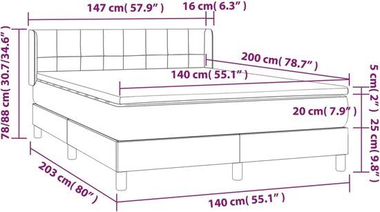 vidaXL Boxspring met matras stof blauw 140x200 cm
