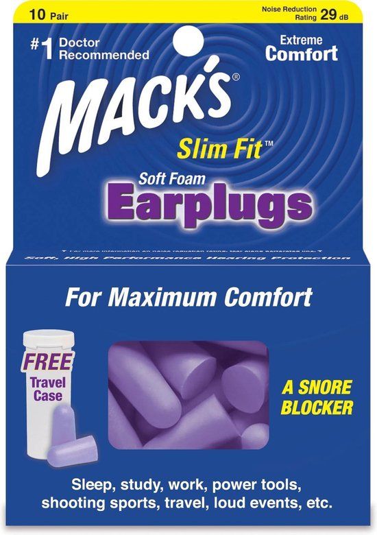 SafeSound Slim Fit Foam Oordoppen - Paars - 10 paar - Medisch Hulpmiddel