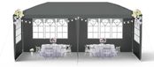 QEENTOE Pavillon de jardin 3x6 mètres, couleur anthracite, tente imperméable en polyéthylène avec 6 parois, porte zippée, tente de réception pour fêtes de jardin