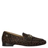 Babouche G-Filly-59 suède loafers met panterprint - bruin/zwart