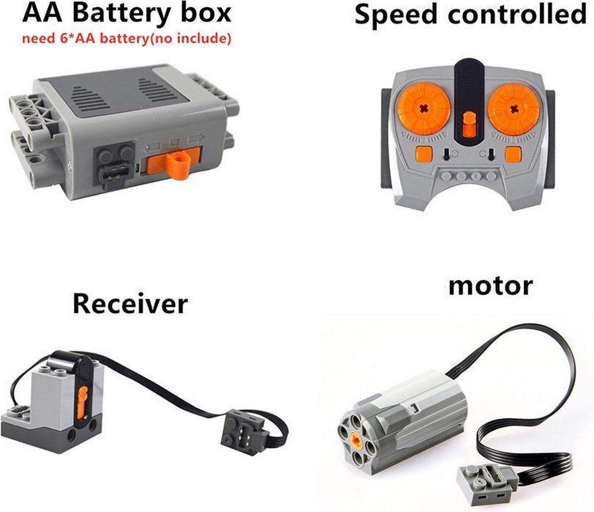 DW4Trading Afstandbestuurbare motor met receiver, controller en batterijhouder compatibel met grote merken