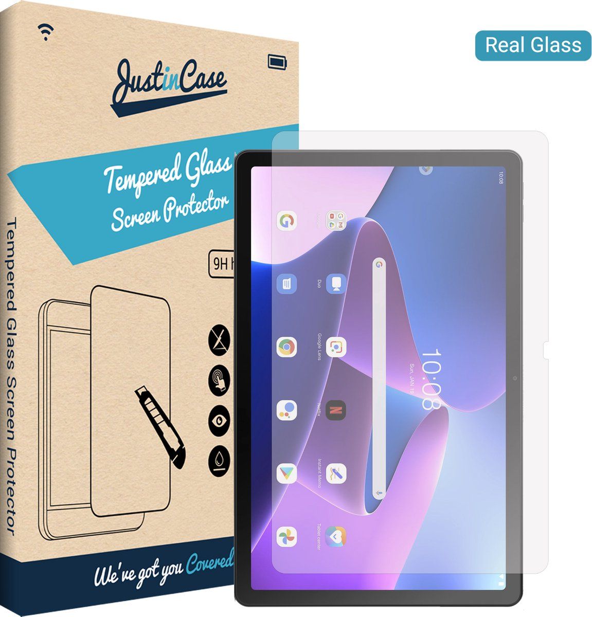Just in Case Gehard Glas Clear Screenprotector Lenovo Tab M10 Plus (3rd Gen)
