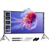 Écran de projection portable 120 pouces 16:9 avec support, compatible HD 4K 8K, pliable et léger pour vidéoprojecteur, dimensions 309x62x217 cm