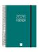 Finocam Spiraalkalender 2026, 1 dag per pagina, januari - december (12 maanden), jaarplanner 2026, met elastiek, deksel van polypropyleen, ondoorzichtig, groen, Catalaans