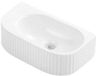 QeramiQ Blend lavabo - 40x22x12cm - nervuré - demi-rond - sans trou de robinetterie - céramique - blanc brillant