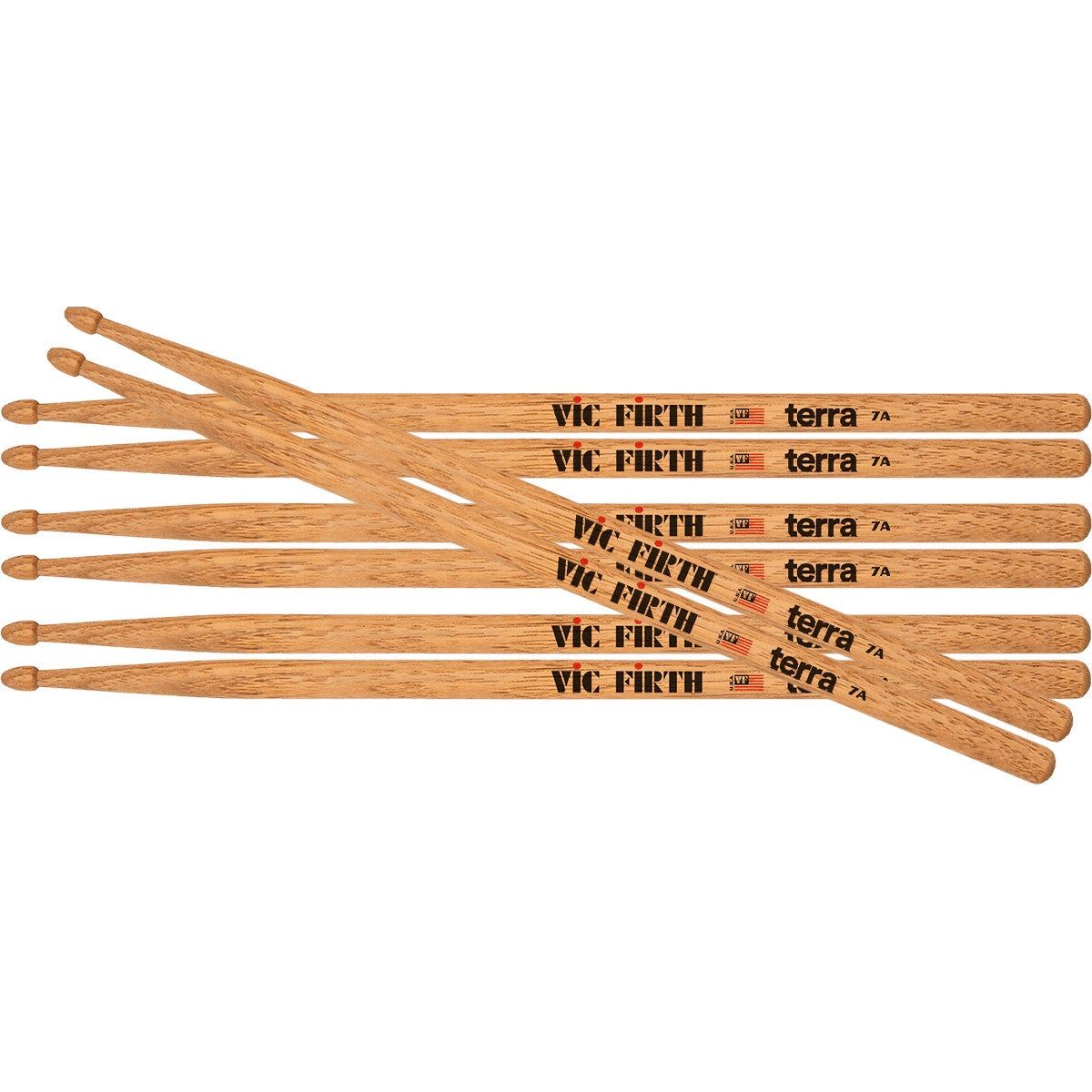 Vic Firth American Classic Terra 7A Value Pack Drumsticks (4 Pair)