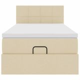 VidaXL Bed poef met matras en LED's 90x200 cm stof crèmekleurig