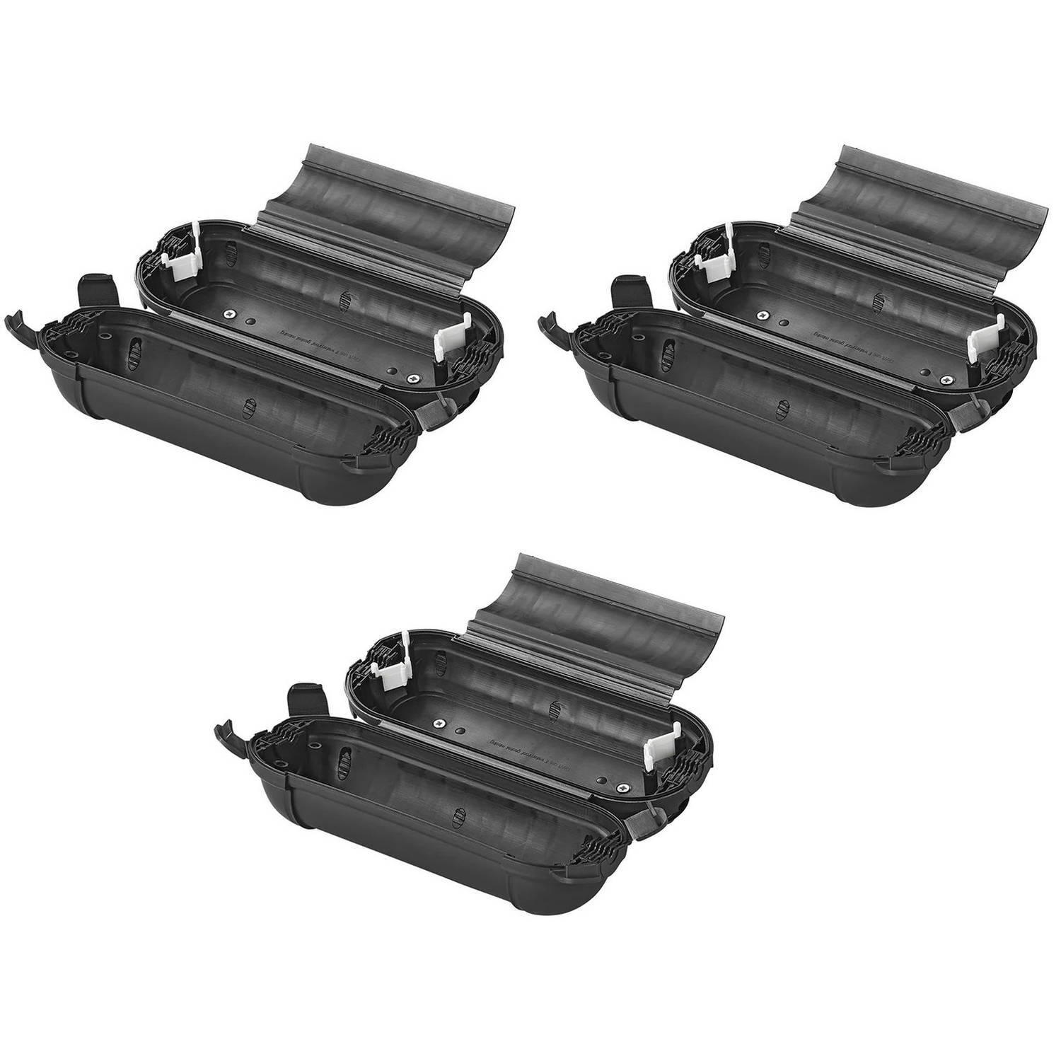 ProPlus 3x Stekkersafes / veiligheidsboxen voor Schuko stekkerverbindingen - kunststof zwart - IP44 - 21 x 8 x 8,5 cm