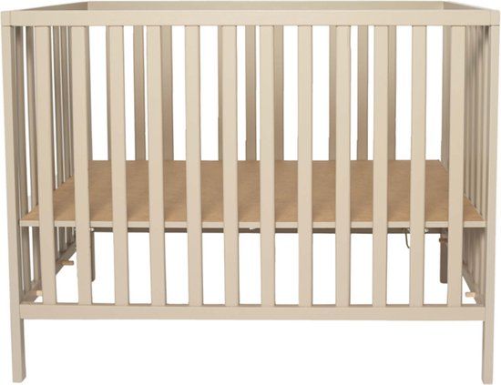 Prénatal Babybox Sana – In 3 Hoogtes Verstelbare Kinderbox – Stevige Baby Box – Platte Spijlen - 100 x 75 cm – Taupebruin