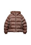 Superdry Hooded Shine Puffer Jas Dames Nutmeg Spice Brown Sheen Polyester/Polyamide Maat 16