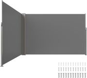 Parasol latéral extensible, 79'' x 236'', protection latérale d'intimité extérieure, polyester 180g, imperméable, auvent de terrasse rétractable, protection UV 30+, brise-vue pour terrasse, jardin, balcon, gris