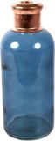 Countryfield Bloemenvaas Firm Bottle - transparant blauw/koper - glas - 11 x 27 cm