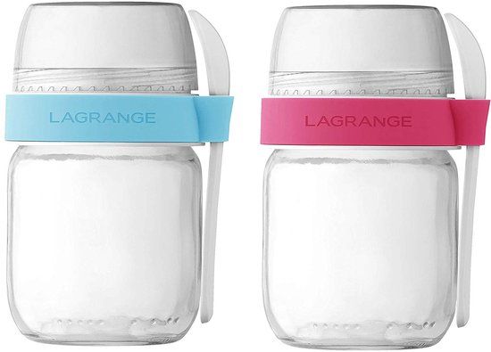 *2 Lagrange Set van 2 Glazen Potjes voor Yoghurtmaker