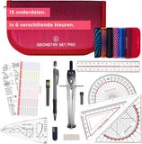 Calcuso Geodriehoeken & Passer Set – Rood etui met liniaal, gum, sjabloon en formules