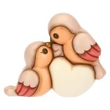 THUN - Paar gimpels met hart, medium - keramiek - collectie L'amore Vola - 11,1 x 4,3 x 9,1 cm