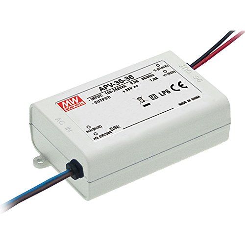 Mean Well apV-35 – 24 36 W witte schijf – stroomvoorziening (36 W, 90 – 264, 47 – 63, overspanning, overbelasting, passief, wit)