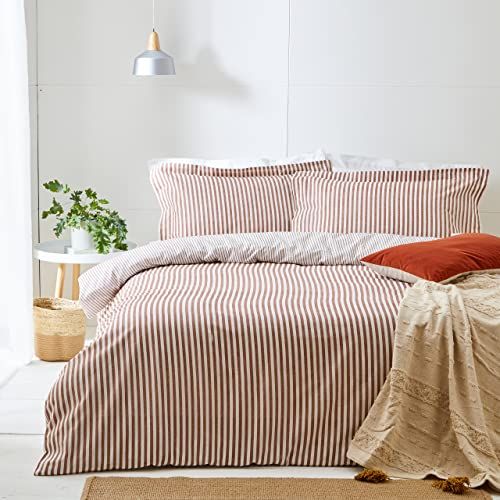The Linen Yard Hebden Super King Duvet Cover Set Cotton, Pecan (HEBDEN/D04/PEC)