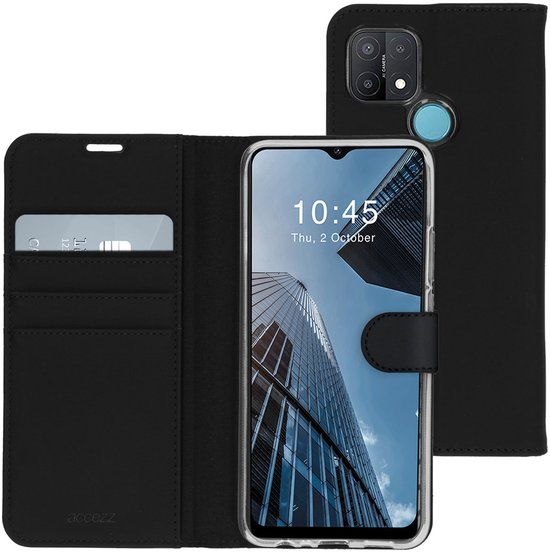 Accezz Hoesje - Geschikt voor Oppo A15 - Wallet Softcase Bookcase - Zwart