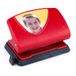 SAX "PhotoPunch", rood, voor 15 vellen, personaliseerbaar, verstelbare en vormvaste aanlegrails, incl. opvangbak, geschikt voor school en kantoor
